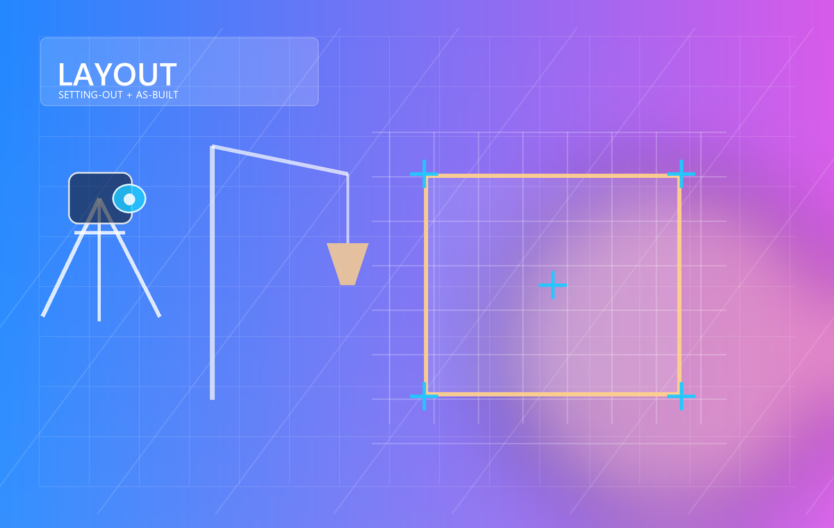 Construction setting-out grid and site control visualization